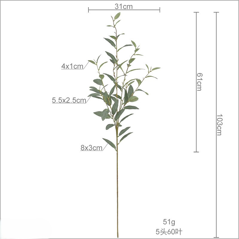 Faux Eucalyptus Stems, Realistic Artificial Eucalyptus Branch for Vase Wedding Decor