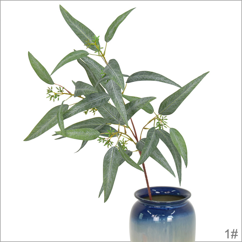 Faux Eucalyptus Branch with Berries, Realistic Artificial Greenery Stem for Vase Home Decor