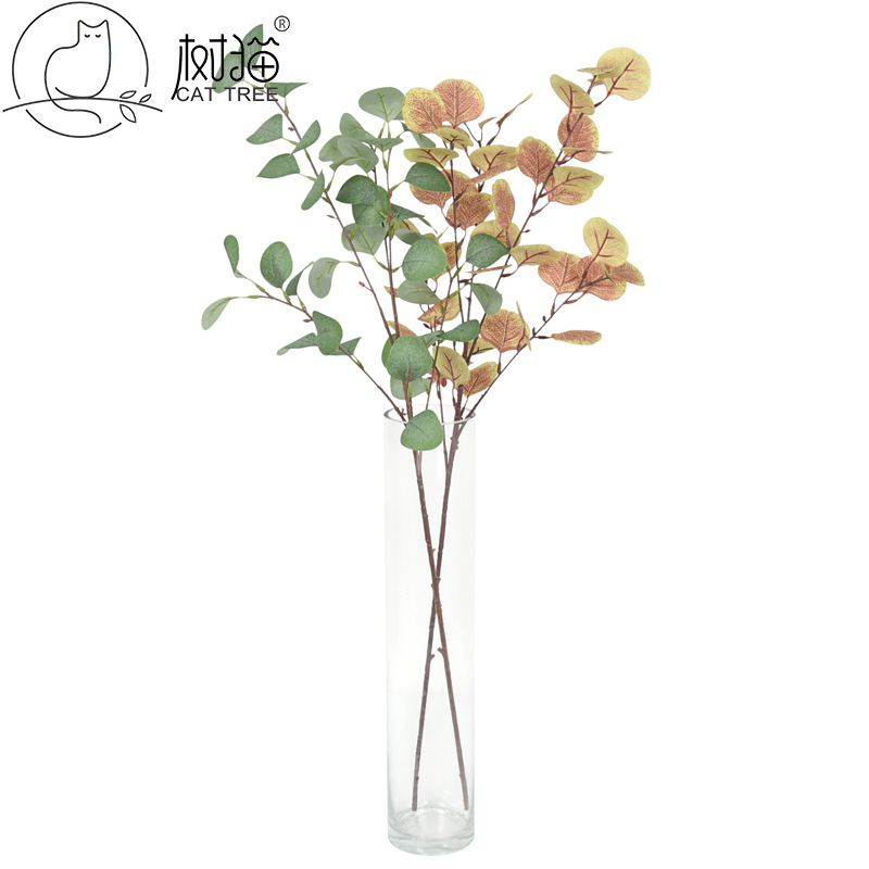 Faux Eucalyptus Apple Leaf Stems, Realistic Artificial Silver Dollar Eucalyptus for Wedding Bouquet Decor