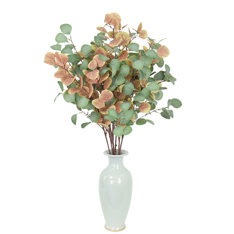 Faux Eucalyptus Apple Leaf Stems, Realistic Artificial Silver Dollar Eucalyptus for Wedding Bouquet Decor