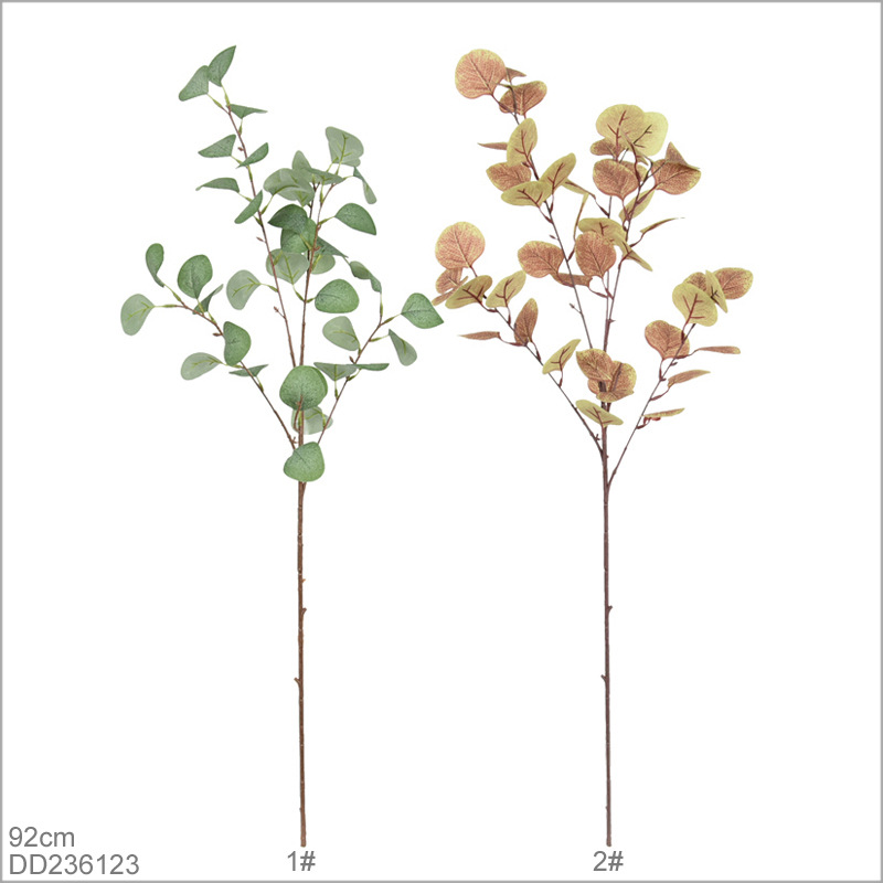 Faux Eucalyptus Apple Leaf Stems, Realistic Artificial Silver Dollar Eucalyptus for Wedding Bouquet Decor