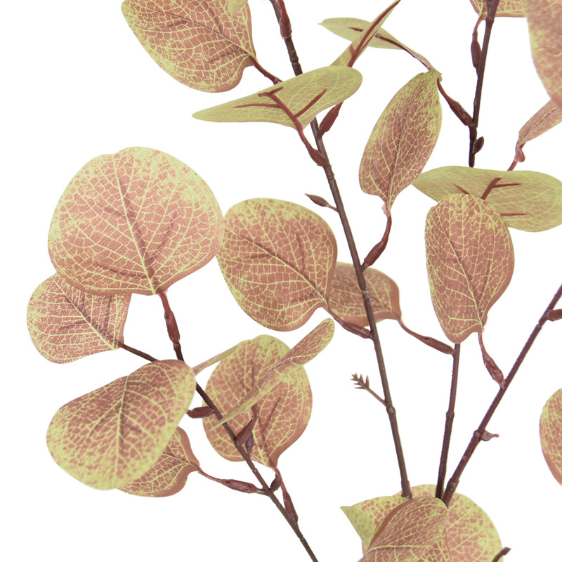 Faux Eucalyptus Apple Leaf Stems, Realistic Artificial Silver Dollar Eucalyptus for Wedding Bouquet Decor