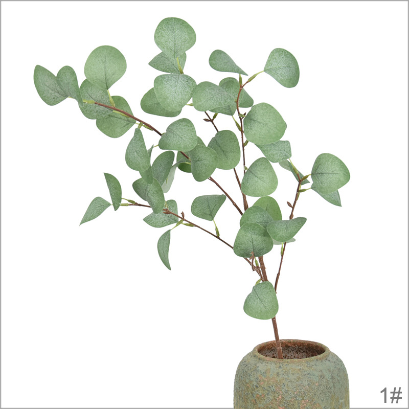 Faux Eucalyptus Apple Leaf Stems, Realistic Artificial Silver Dollar Eucalyptus for Wedding Bouquet Decor