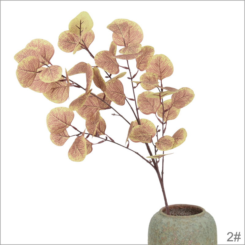 Faux Eucalyptus Apple Leaf Stems, Realistic Artificial Silver Dollar Eucalyptus for Wedding Bouquet Decor