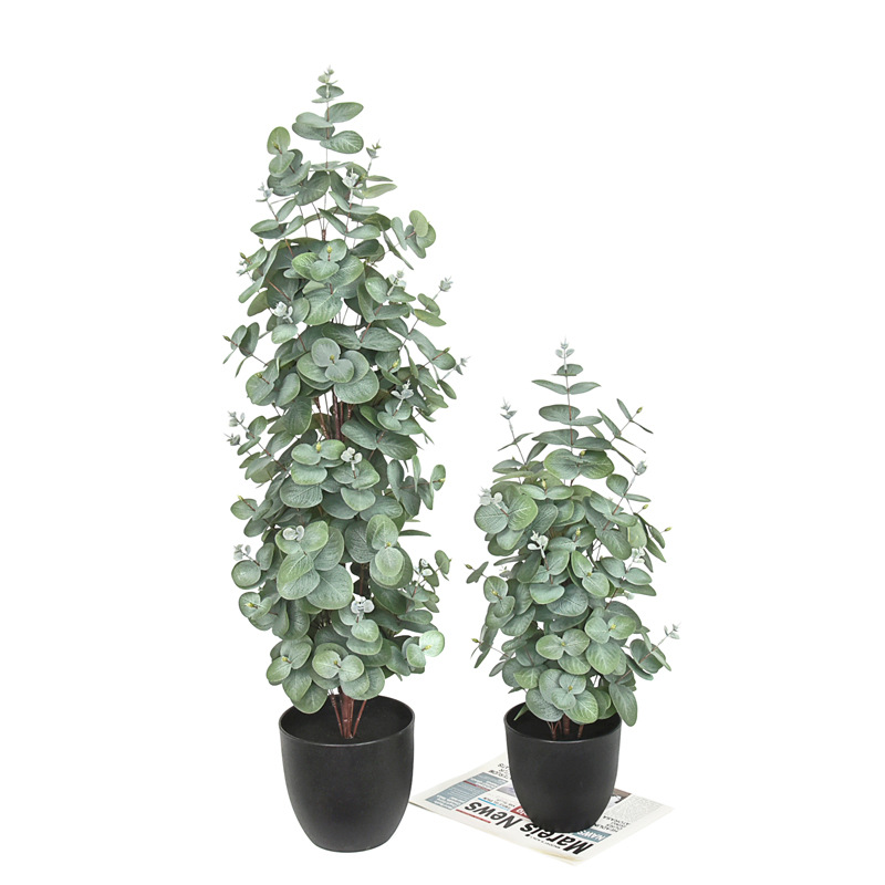 Faux Eucalyptus Potted Plant, Realistic Artificial Money Tree for Home Office Decor